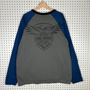 Harley Davidson Henley Shirt 2XL Henley Motorcycle Biker 115th Anniversary Gray‎